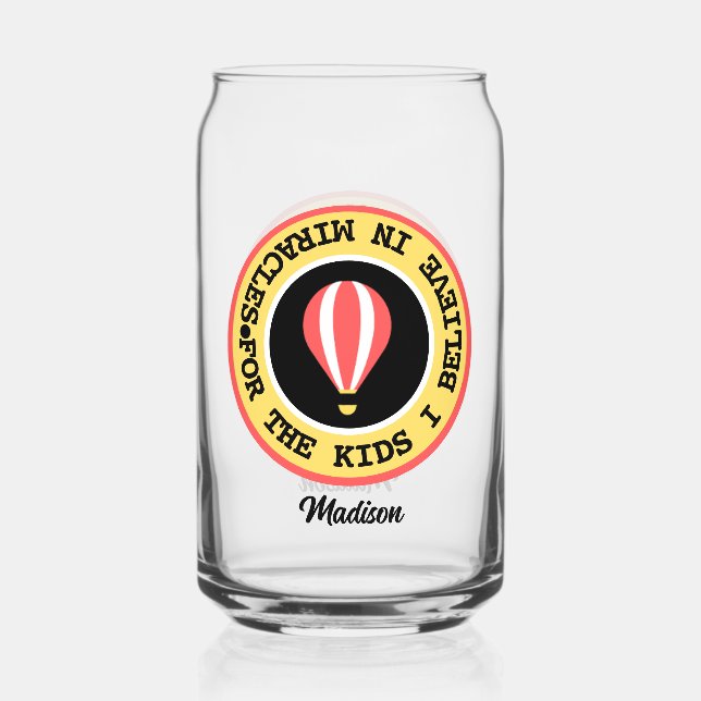 Custom Children's Miracle Network Name Red Yellow Dosenglas (Vorderseite)