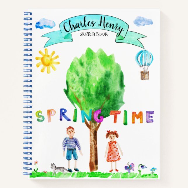 Custom Child's Art Sketchbook Spiral Notebook Notizbuch (Vorderseite)