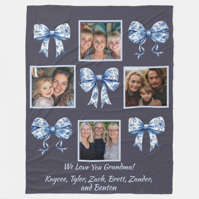 Custom Chinoiserie Grandma Foto Collage Geschenk Fleecedecke (Vorderseite)