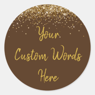 Custom Chocolate Brown & Gold Geburtstagsparty Gef Runder Aufkleber