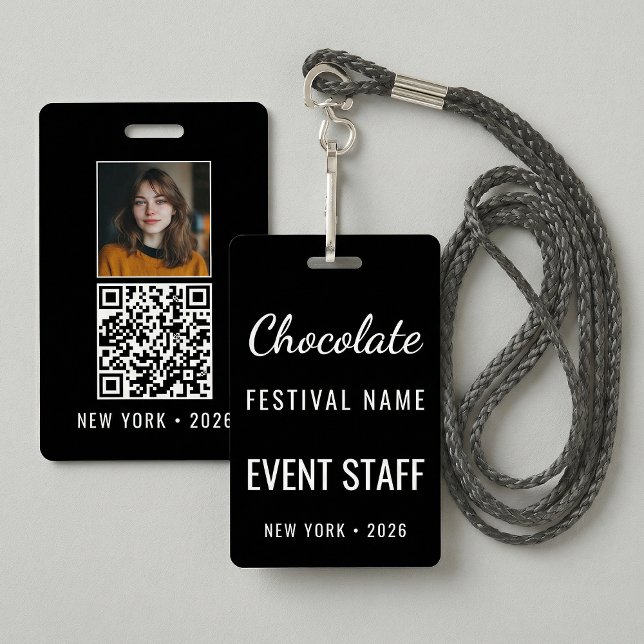 Custom Chocolate Festival Photo QR Code Staff Ausweis (Von Creator hochgeladen)