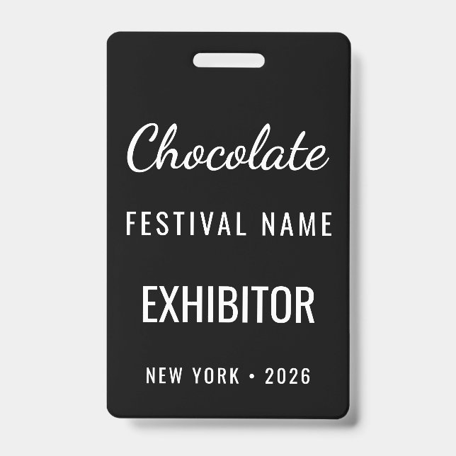 Custom Chocolate Festival QR Code Exibitor ID Ausweis (Vorderseite)