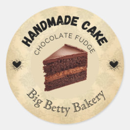 Custom Chocolate Fudge Cake Labels | Personalisier Runder Aufkleber