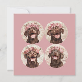 Custom Chocolate Labrador Hund Pink Floral Gruß Karte
