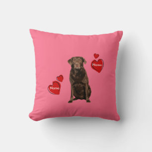 Custom Chocolate Labrador Valentine's Day Pillow Kissen