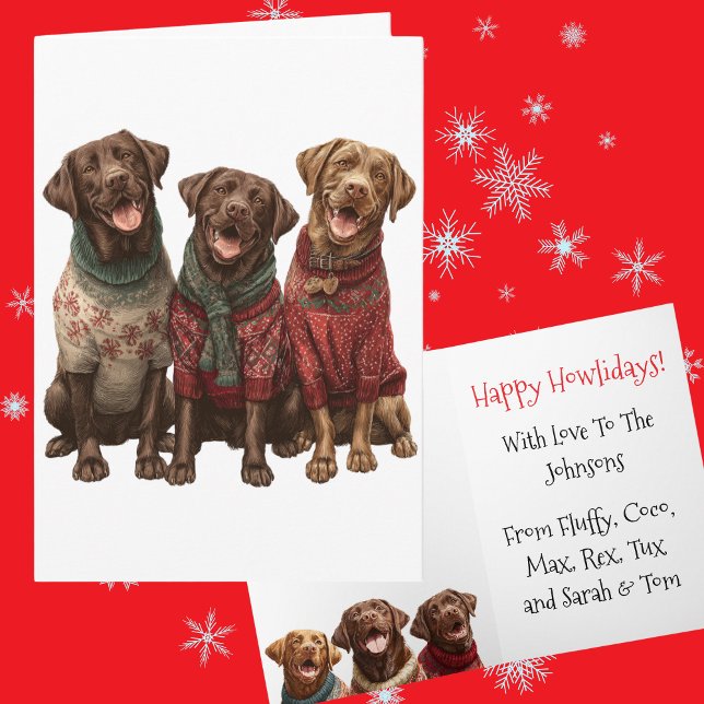 Custom Chocolate Labrador Weihnachten Ugly Sweater Karte (Von Creator hochgeladen)