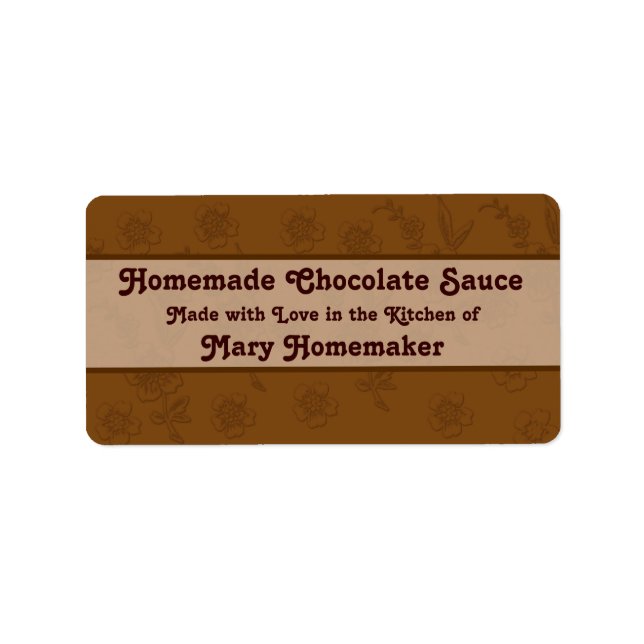 Custom Chocolate Sauce oder Fudge Sauce Labels Adressaufkleber (Vorne)