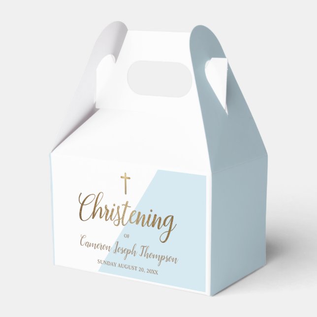 Custom Christening Blue Baby Boy Fevor Box Geschenkschachtel (Vorderseite)
