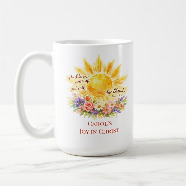 Custom Christian Sun Floral Mother’s Day Mug Kaffeetasse (Links)