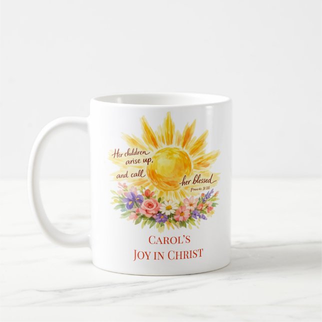 Custom Christian Sun Floral Mother’s Day Mug Kaffeetasse (Links)