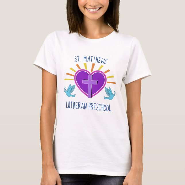 Custom Christlich Preschool Niedlich Teacher Cross T-Shirt (Vorderseite)