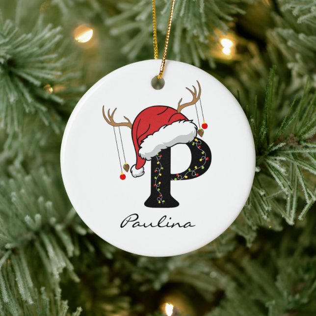 Custom Christmas Alphabet Initial Ornament for Mom (Baum)