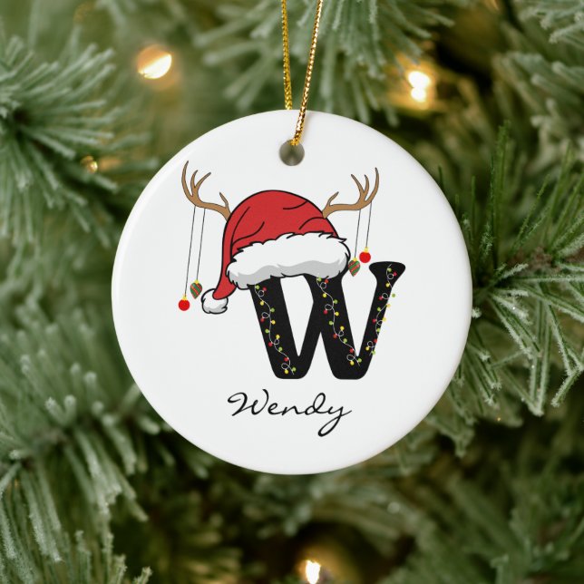 Custom Christmas Alphabet Monogram Mom Ornament (Baum)