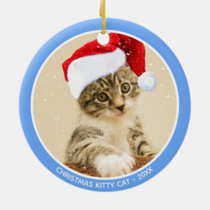 Custom Christmas Baby Kitty Cat Foto Keramik Ornament