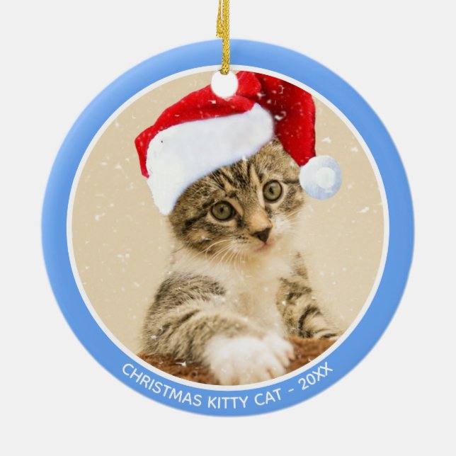 Custom Christmas Baby Kitty Cat Foto Keramik Ornament (Hinten)