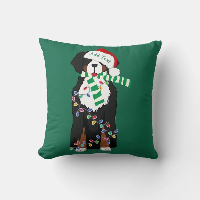 Custom Christmas Bernese Mountain Holiday Dog Kissen (Vorderseite)