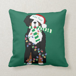 Custom Christmas Bernese Mountain Holiday Dog Kissen