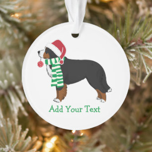 Custom Christmas Bernese Mountain Holiday Dog Ornament