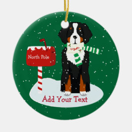 Custom Christmas Bernese Mt Dog Letter to Santa Keramik Ornament