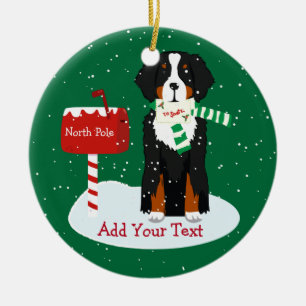 Custom Christmas Bernese Mt Dog Letter to Santa Keramik Ornament