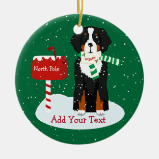 Custom Christmas Bernese Mt Dog Letter to Santa Keramik Ornament