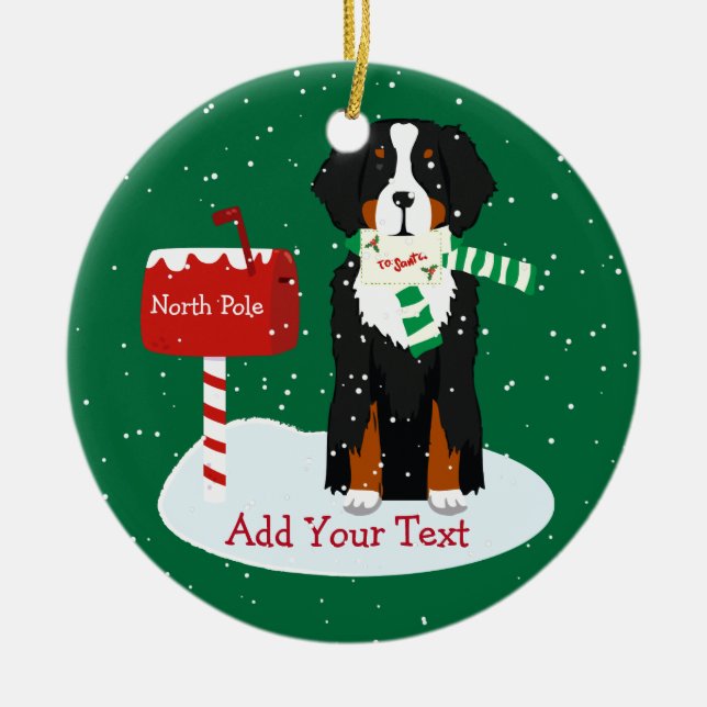 Custom Christmas Bernese Mt Dog Letter to Santa Keramik Ornament (Vorne)