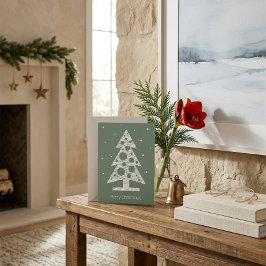 Custom Christmas Card mit Abstrakter Line Art Tree Feiertagskarte