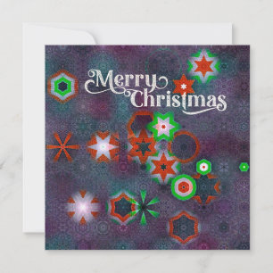 Custom Christmas Card Red and Green Abstrakt Stars Feiertagskarte