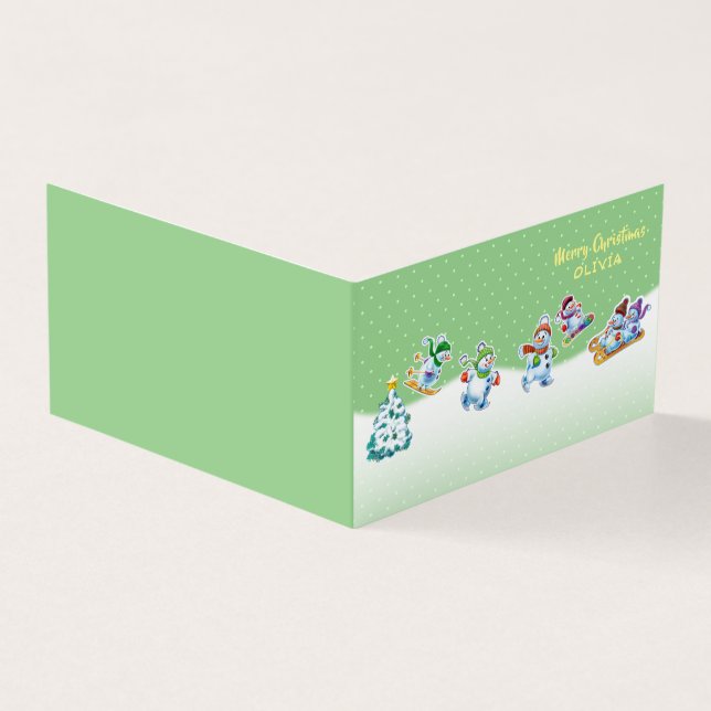 Custom Christmas card Snowmen Skaten (Vorderseite)