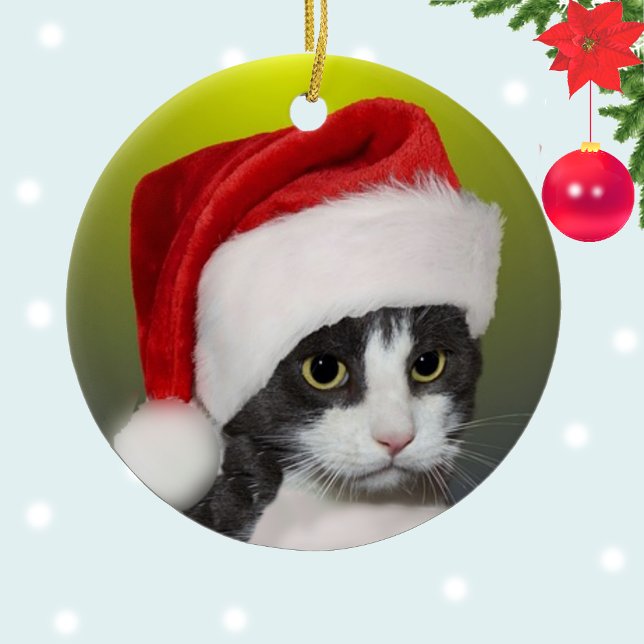Custom Christmas Carol Tuxedo Cat Foto Keramik Ornament (Von Creator hochgeladen)