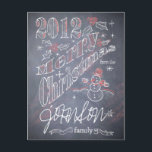 Custom Christmas Chalkboard Postkarte<br><div class="desc">Fügen Sie den Namen Ihrer Familie hinzu!</div>