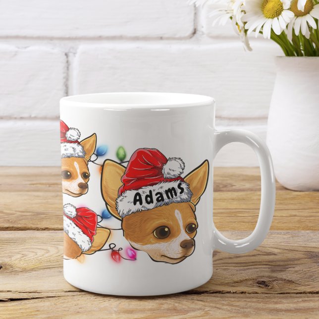 Custom Christmas Chihuahua Head Weihnachtsmannmütz Kaffeetasse (Von Creator hochgeladen)