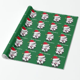 Custom Christmas Cow Green Geschenkpapier