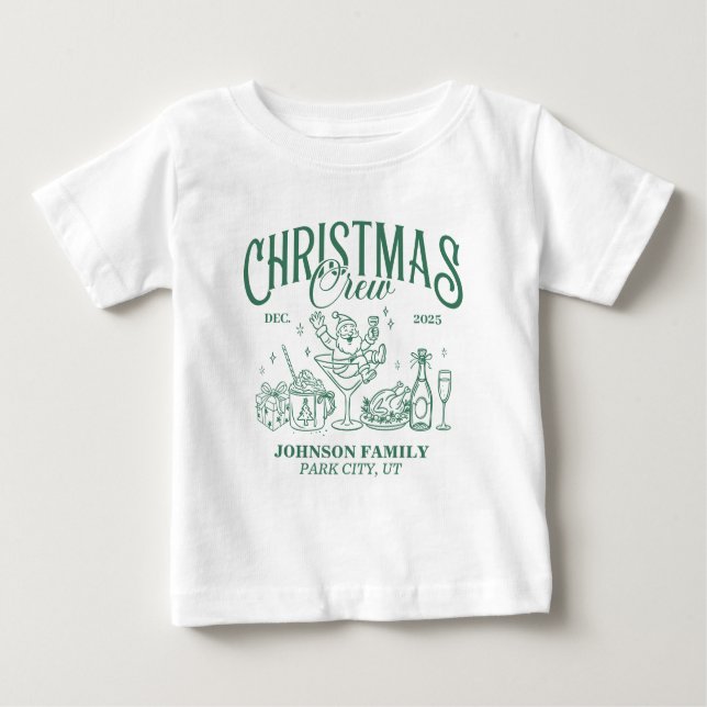 Custom Christmas Crew Matching Family Group Baby T-shirt (Vorderseite)