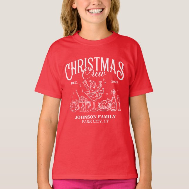 Custom Christmas Crew Matching Family Group T-Shirt (Vorderseite)