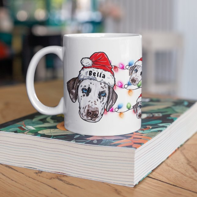 Custom Christmas Dalmatiner Head Weihnachtsmannmüt Kaffeetasse (Von Creator hochgeladen)