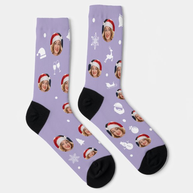 Custom Christmas (Digital Lavender) Socken (Rechts)