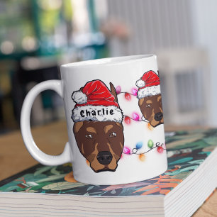 Custom Christmas Doberman Head Weihnachtsmannmütze Kaffeetasse