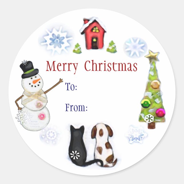 Custom Christmas Dog & Cat Address Stickers (Vorderseite)