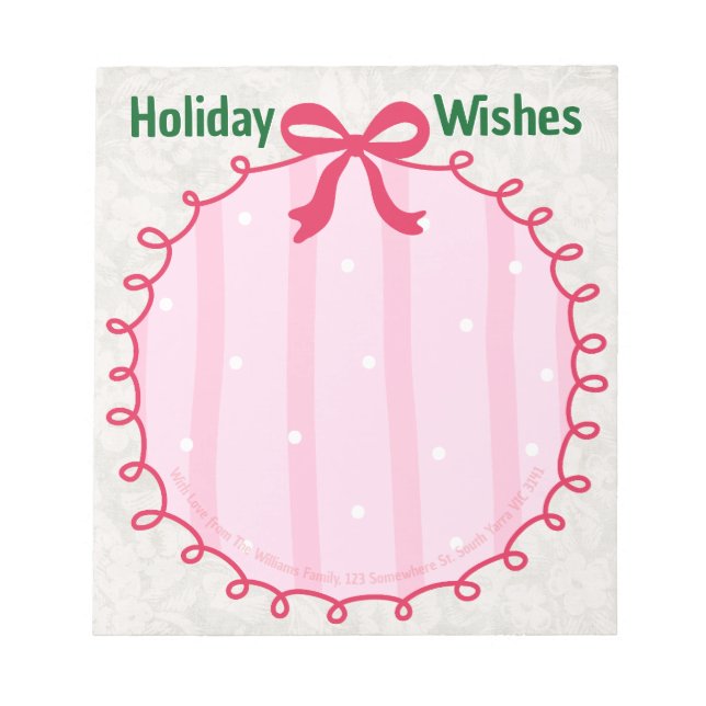 Custom Christmas Doodle Holiday Message  Notizblock (Vorderseite)