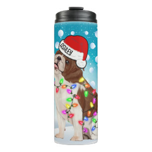 Custom Christmas English Bulldog Head Weihnachtsma Thermosbecher