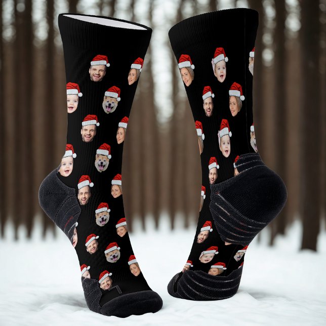 Custom Christmas Face Socks, Santa Hat 4 Faces Socken (Von Creator hochgeladen)