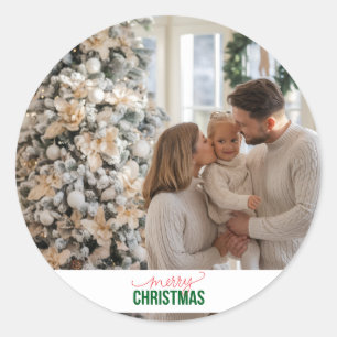 Custom Christmas Family Foto Runder Aufkleber