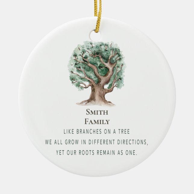 Custom Christmas Family Tree Mit Monogramm Keramik Ornament (Vorne)