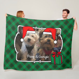 Custom Christmas Foto Frame Rot und Grün Kariert Fleecedecke
