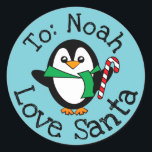 Custom Christmas Geschenk von Santa Sticker Pengui<br><div class="desc">Benutzerdefiniertes Weihnachtsgeschenk aus dem Santa Sticker Label Pinguin</div>