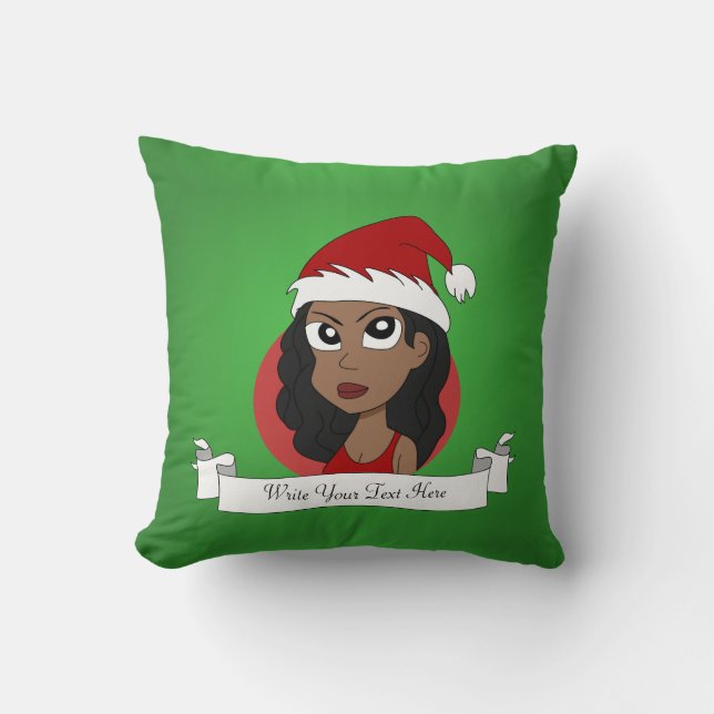 Custom Christmas Girl Cartoon Kissen (Vorderseite)