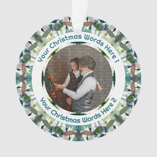 Custom Christmas Green Brown Family Photo Gift Ornament (Vorderseite)