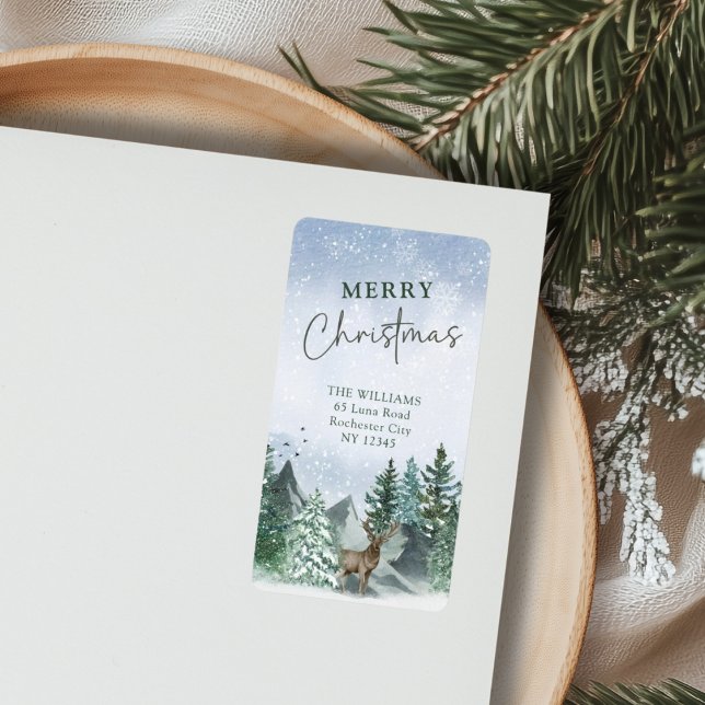 Custom Christmas Green Watercolor Rücksendeadresse Adressaufkleber (Von Creator hochgeladen)