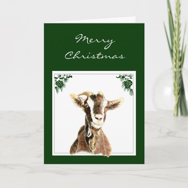Custom Christmas Holen Sie Ihre Ziege, Spaß Feiertagskarte (Vorderseite)